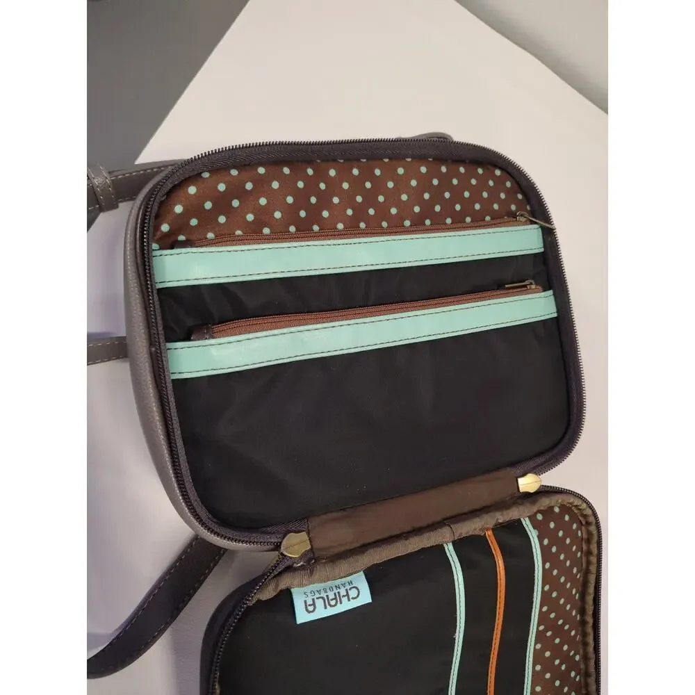 Chala Starburst Dazzled Organizer Crossbody Bag Boho Style Gray Taupe Brown